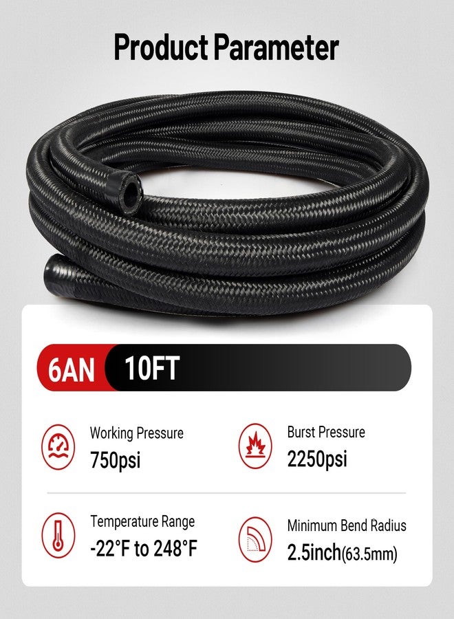 EVIL ENERGY 6AN Fuel Line, AN6 Braided Fuel Hose Nylon CPE 10FT Black - Image 4